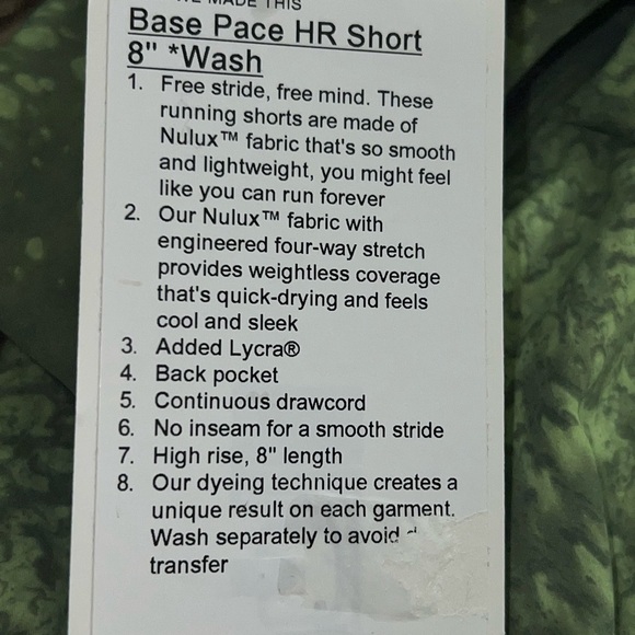 LULULEMON BASE PACE HIGH RISE SHORT 8” WASH NWT CITY GRIT GREEN MULTI COLOR - Picture 6 of 7